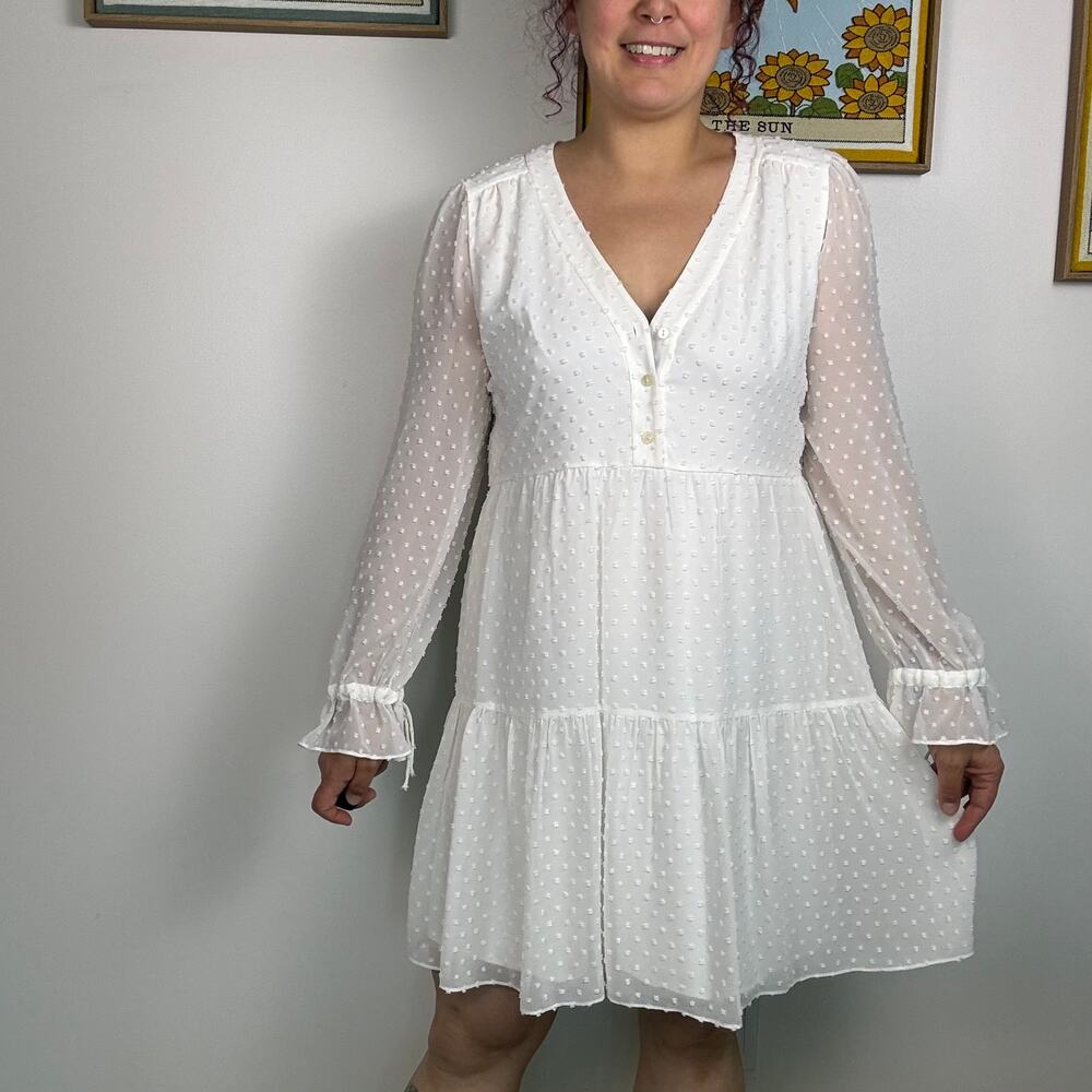 NWT Erin Fetherston white clip dot dress size 12